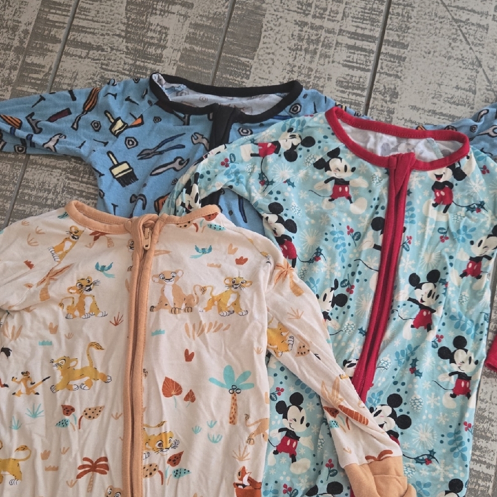 Set of Three Little Sleepies Baby Onesies with Fun Prints 3-6